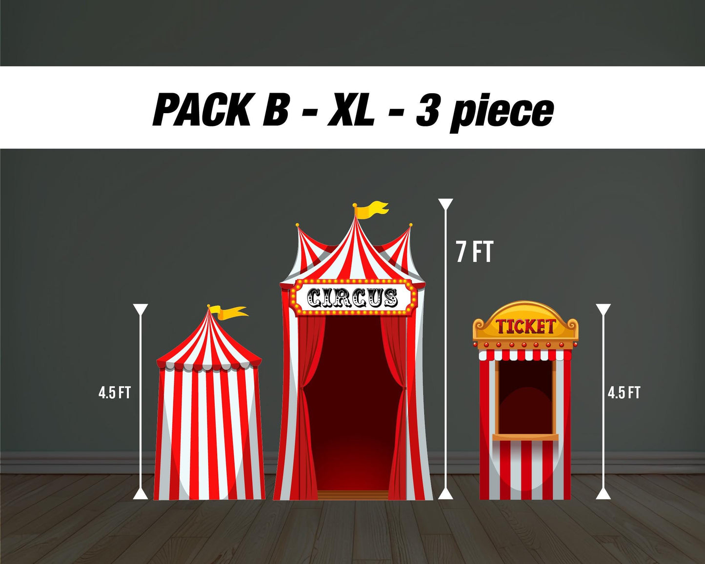 Circus Theme backdrop circus Birthday watercolor cutouts decorations baby shower, circus tent, ticket booth backdrop Rigid Boards NOT FABRIC - EzCutoutz