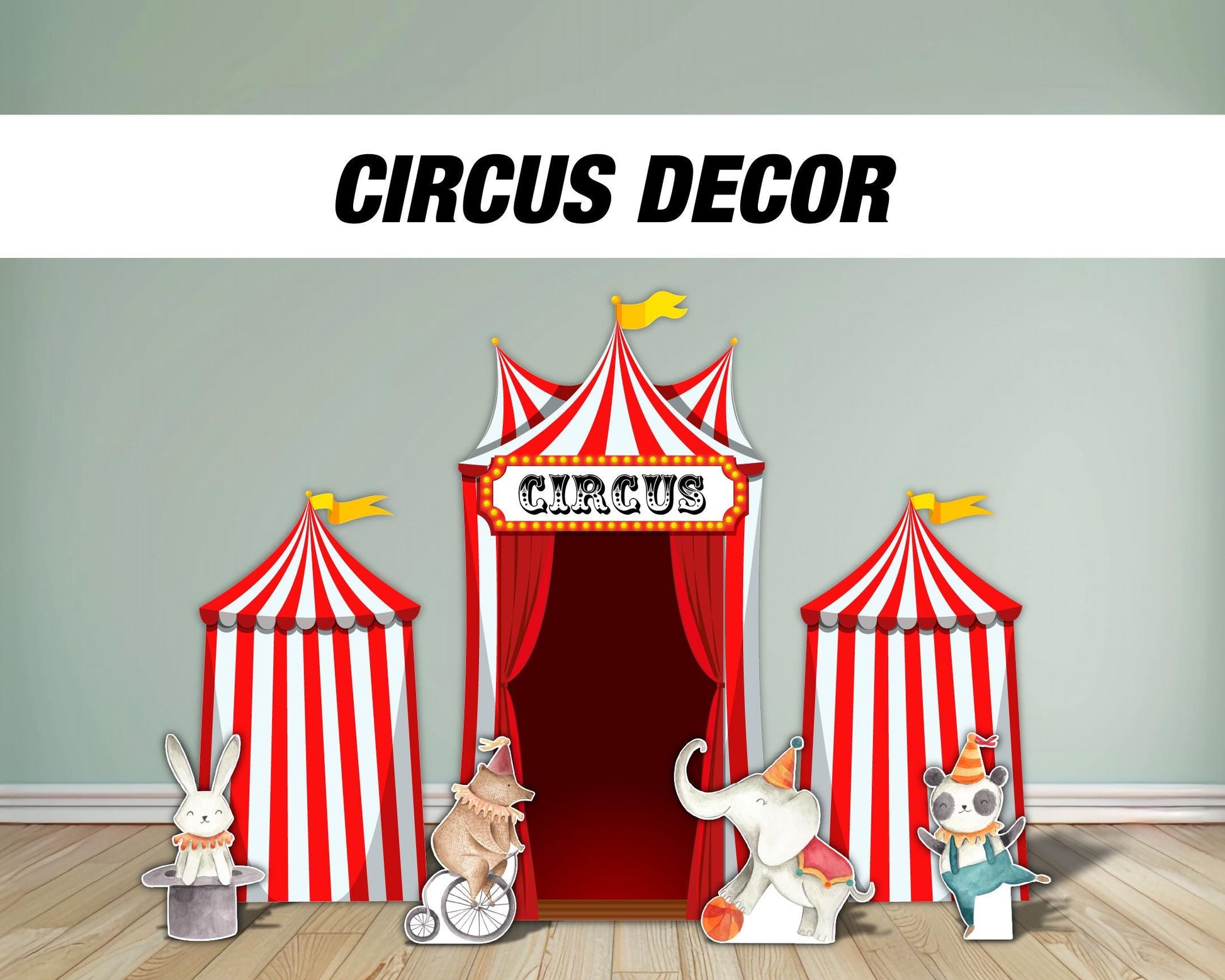 Circus Theme backdrop circus Birthday watercolor cutouts decorations baby shower, circus tent, ticket booth backdrop Rigid Boards NOT FABRIC - EzCutoutz