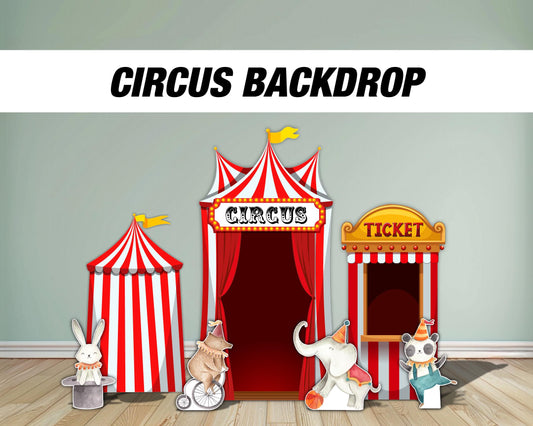 Circus Theme backdrop circus Birthday watercolor cutouts decorations baby shower, circus tent, ticket booth backdrop Rigid Boards NOT FABRIC - EzCutoutz
