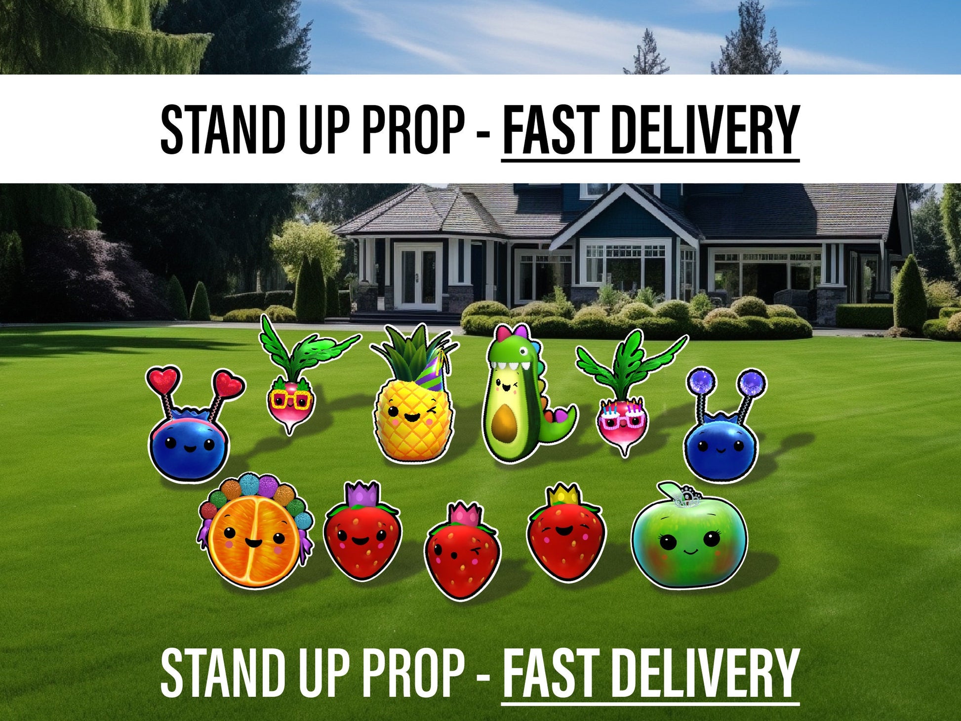 Hey bear cutouts, cute fruit and veggies decor, sensory centerpieces heybear stand up props standee, table toppers lawn signs yard art - EzCutoutz