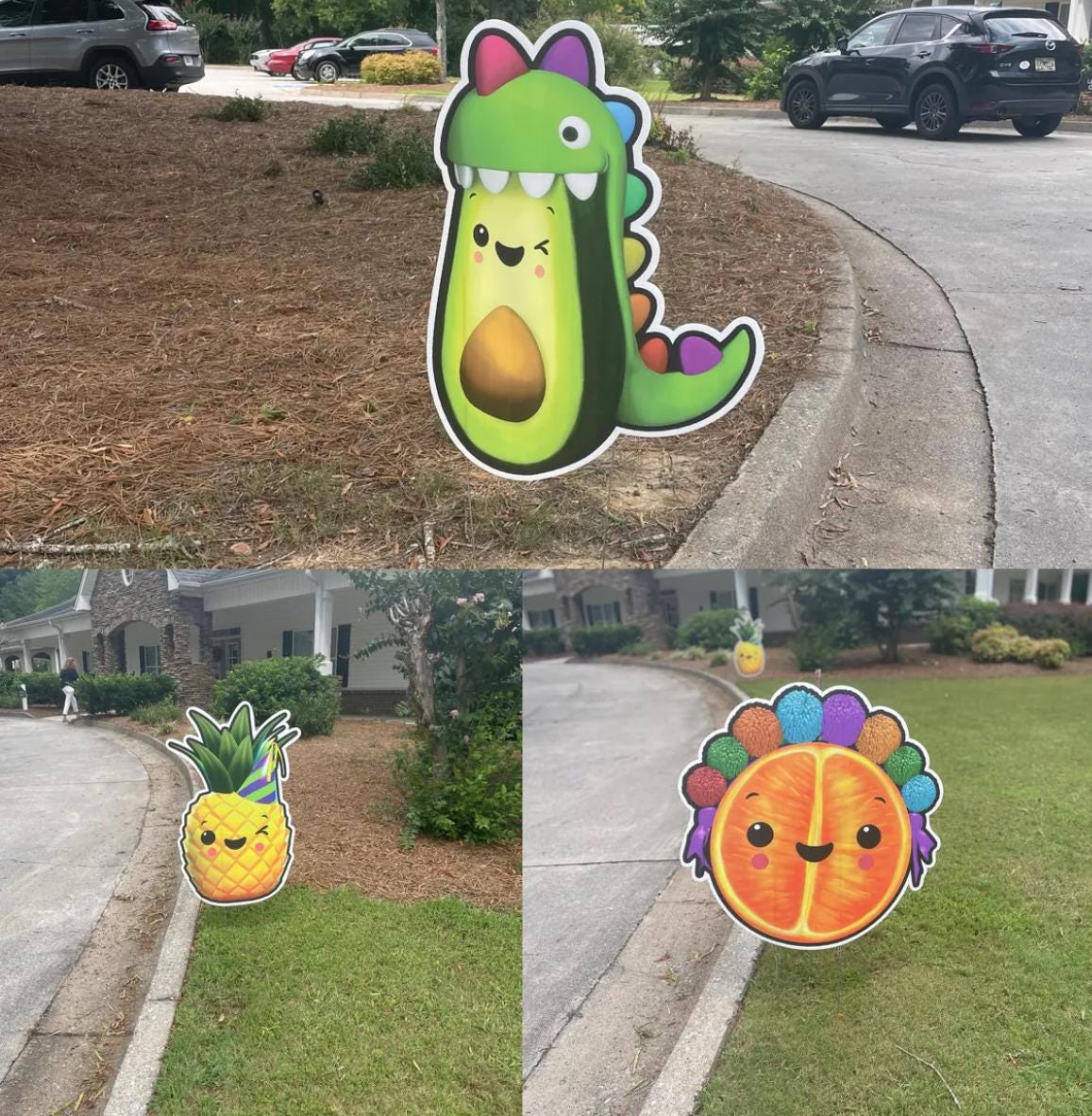 Hey bear cutouts, cute fruit and veggies decor, sensory centerpieces heybear stand up props standee, table toppers lawn signs yard art - EzCutoutz