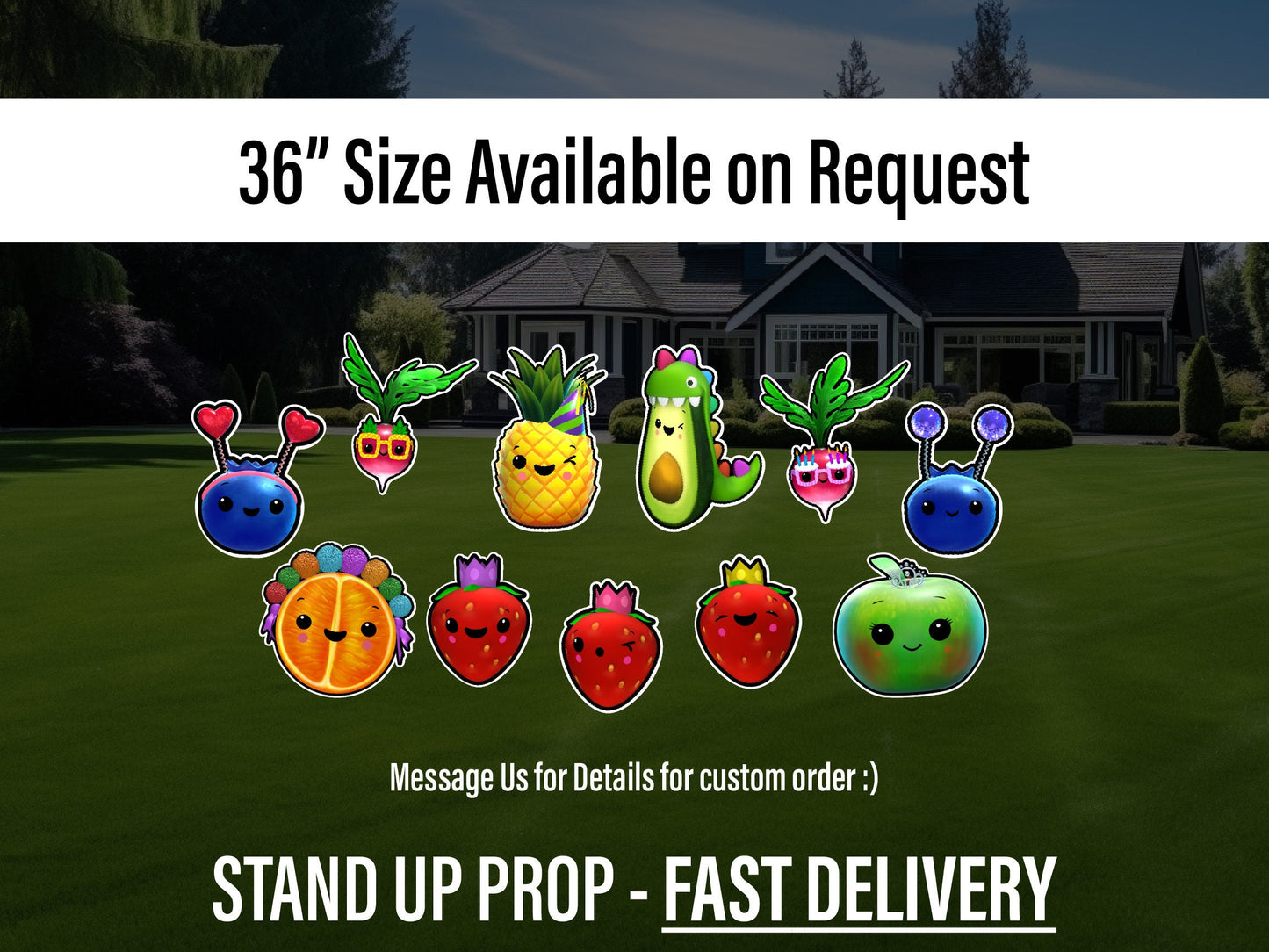 Hey bear cutouts, cute fruit and veggies decor, sensory centerpieces heybear stand up props standee, table toppers lawn signs yard art - EzCutoutz