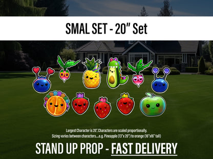 Hey bear cutouts, cute fruit and veggies decor, sensory centerpieces heybear stand up props standee, table toppers lawn signs yard art - EzCutoutz