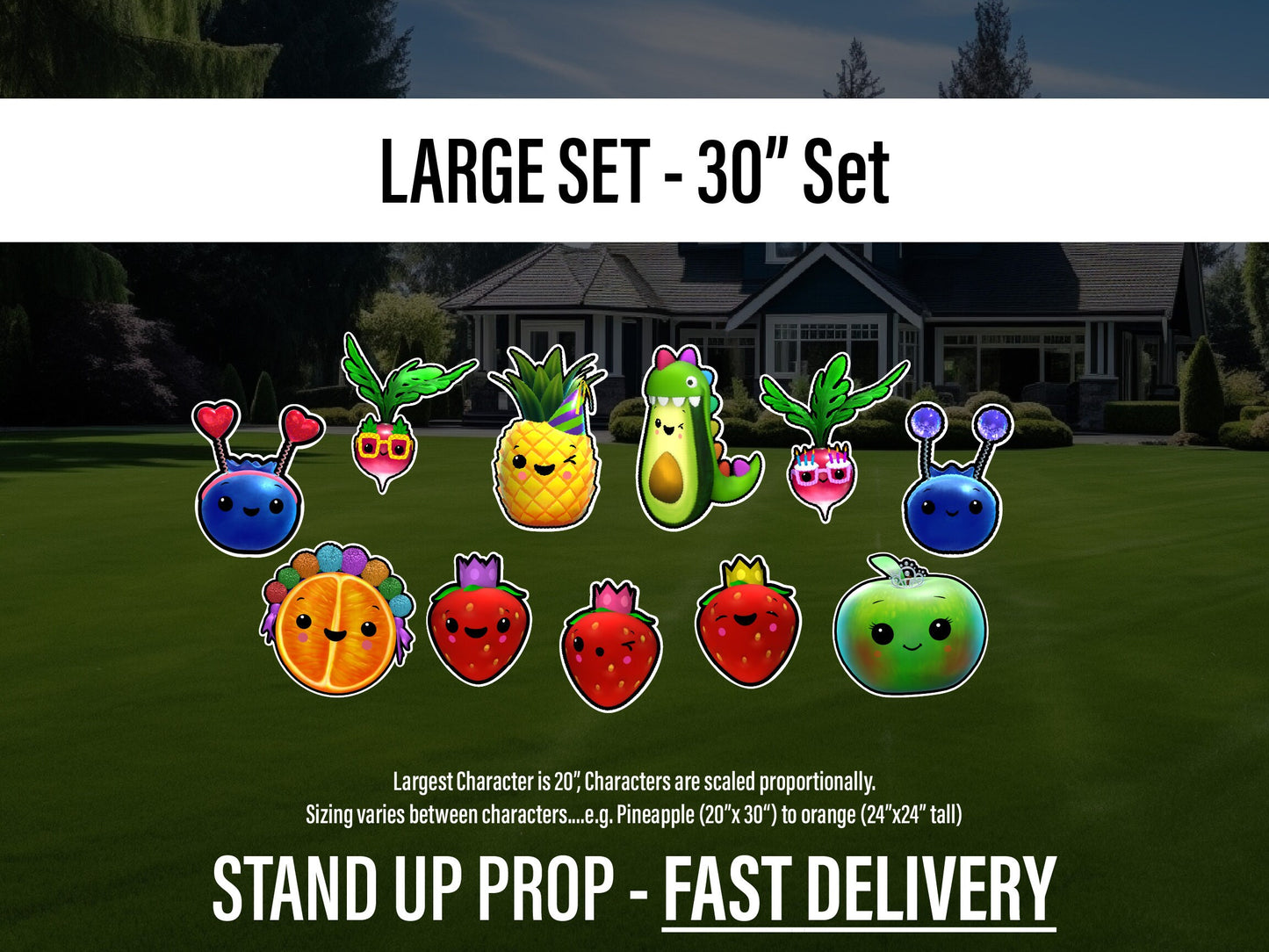 Hey bear cutouts, cute fruit and veggies decor, sensory centerpieces heybear stand up props standee, table toppers lawn signs yard art - EzCutoutz