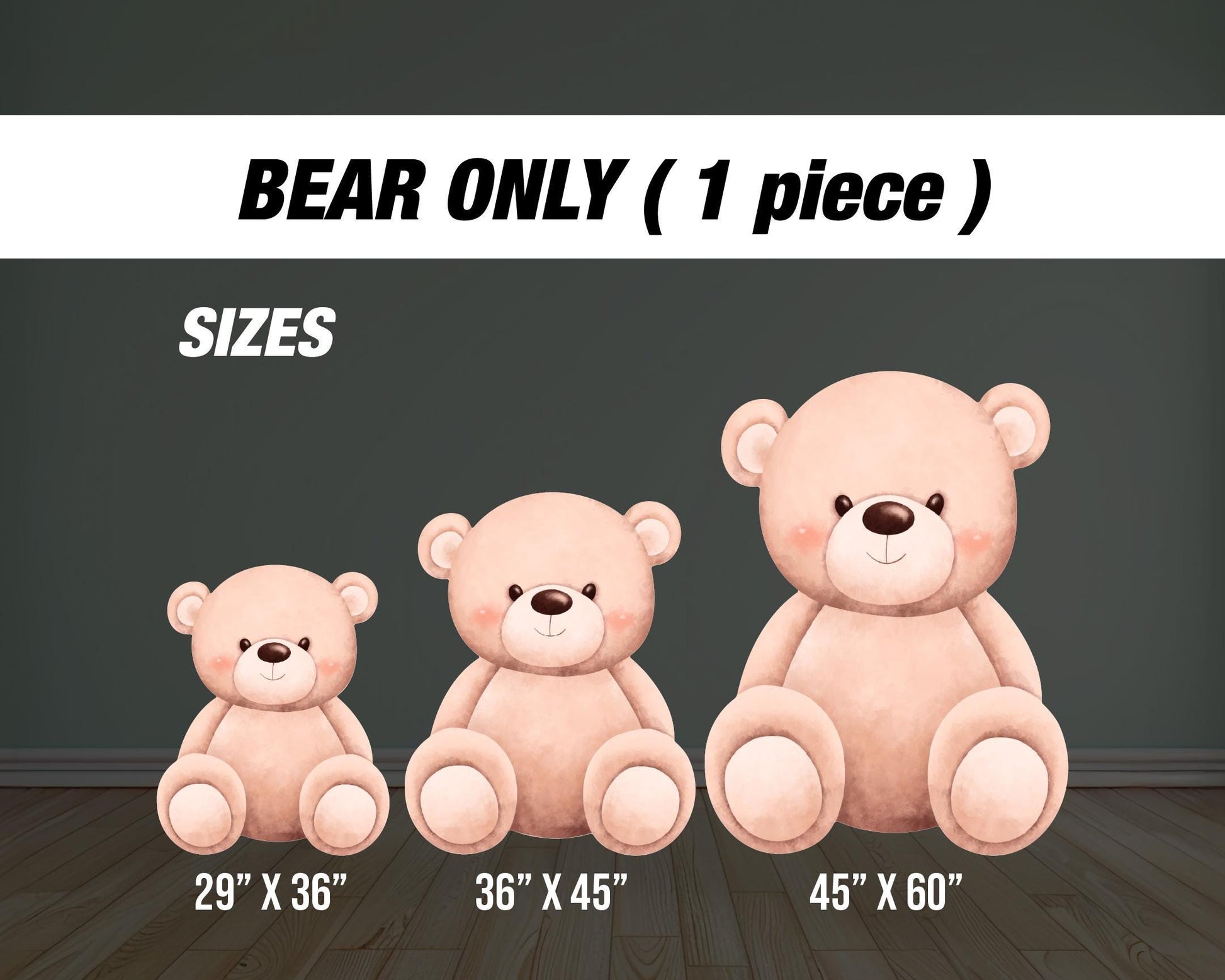 Teddy Bear Bearly Wait Backdrop - Big Bear Cutout for Baby Showers - EzCutoutz