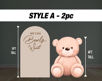 Teddy Bear Bearly Wait Backdrop - Big Bear Cutout for Baby Showers - EzCutoutz