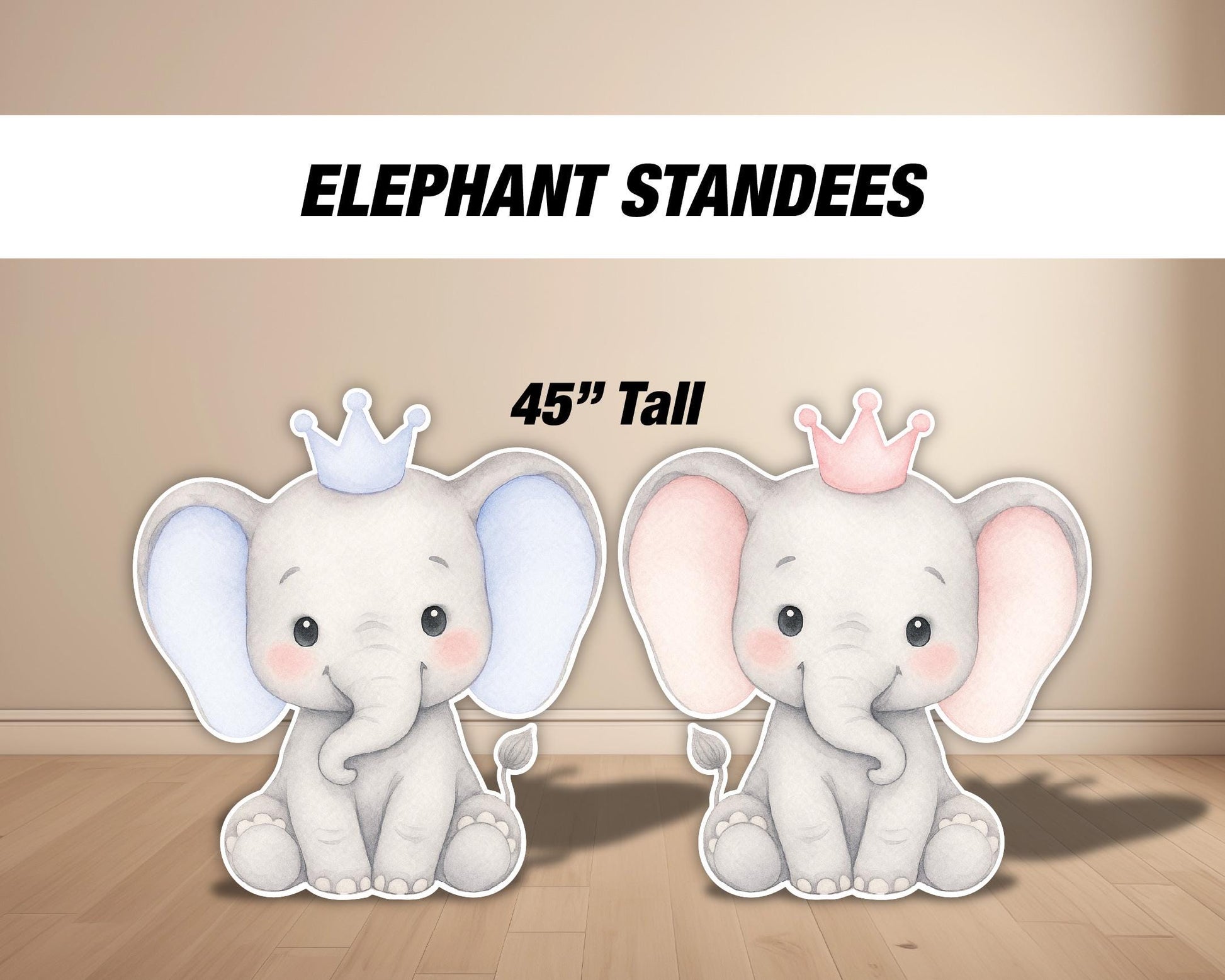 Elephant babyshower decor, baby elephant cutouts, lawn signs, yard sign, backdrop centerpieces, high res - EzCutoutz