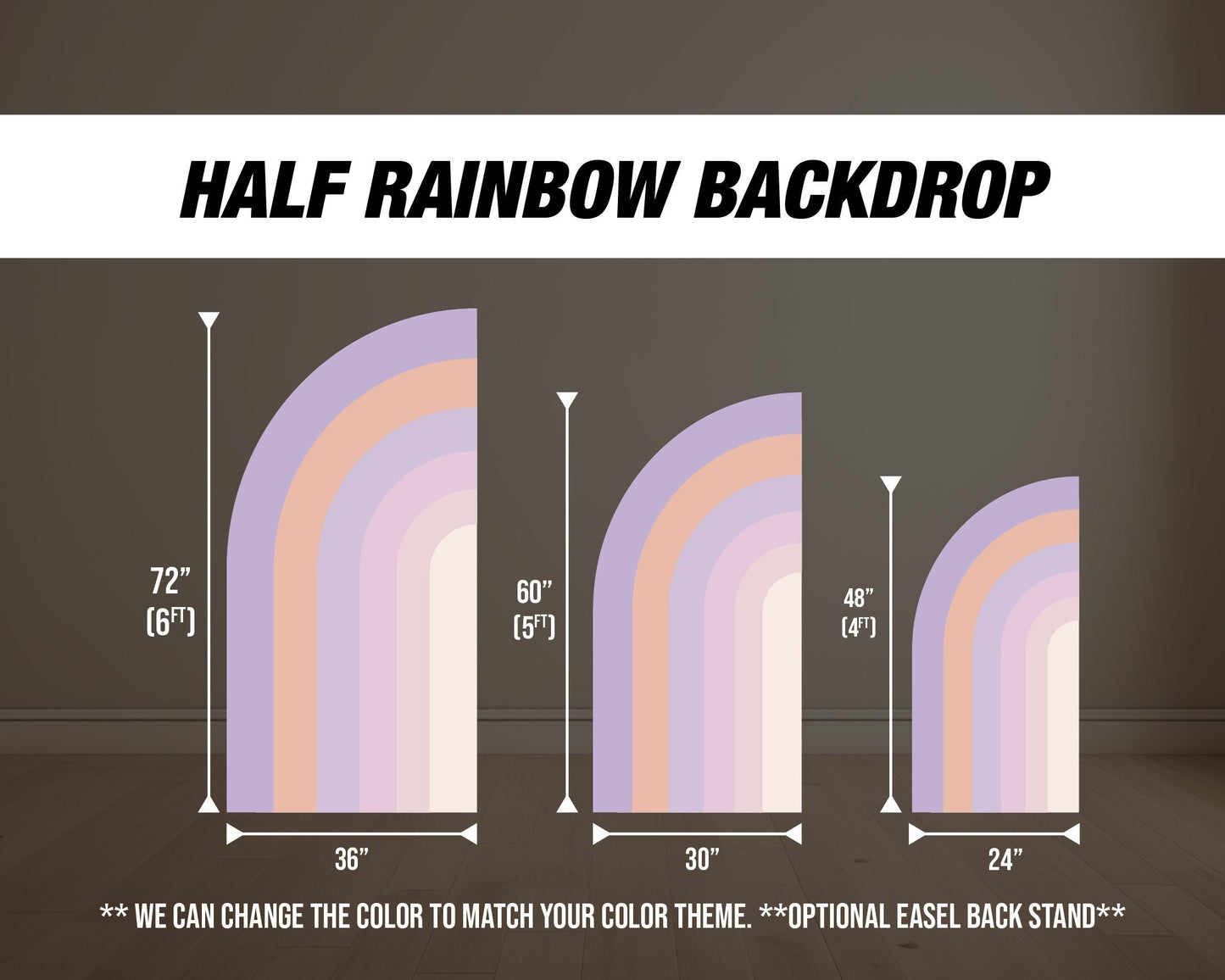 Large Rainbow Backdrop Pastel Backdrops with stands, NOT fabric. 4mm coroplast backdrop - EzCutoutz