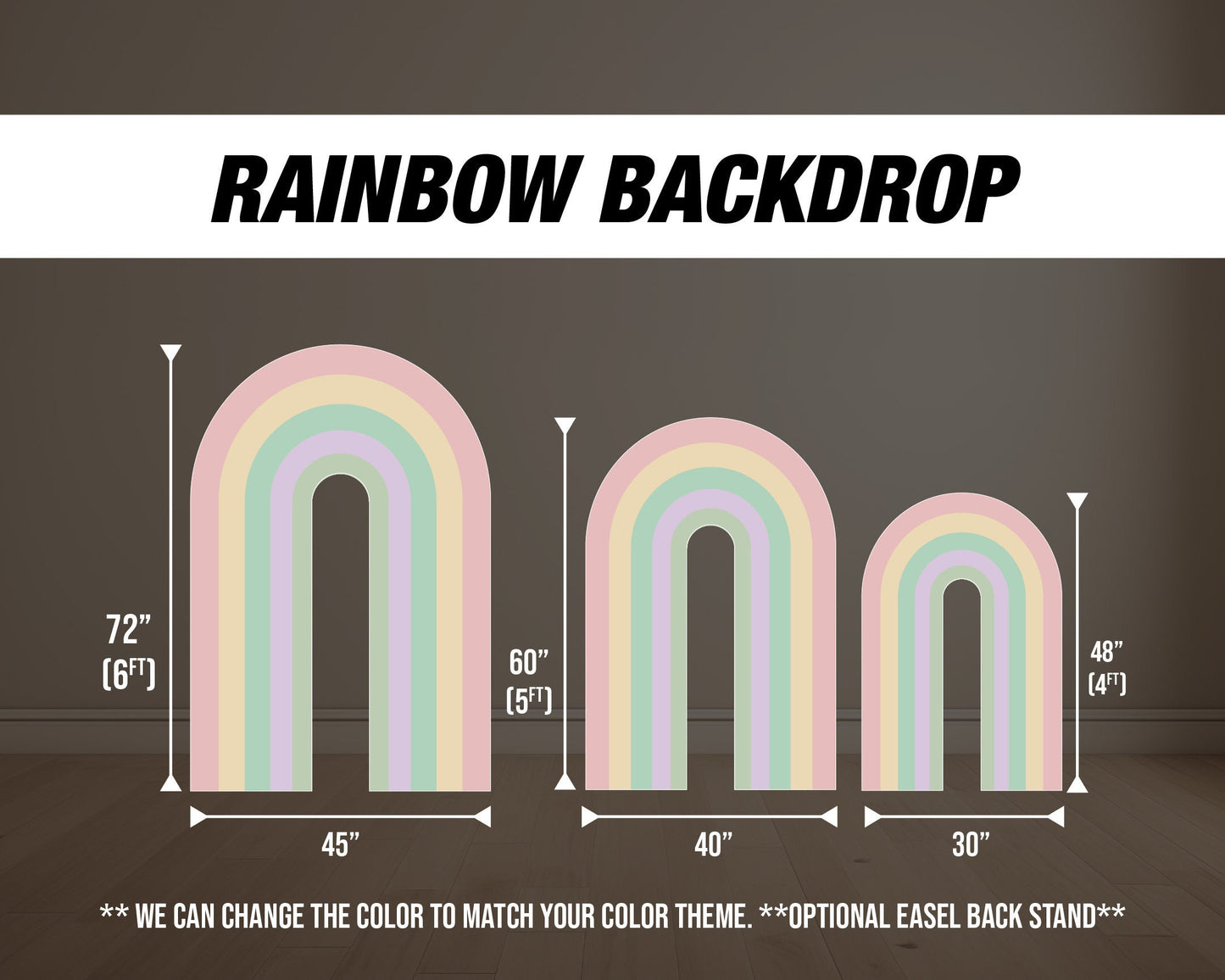 Large Rainbow Backdrop Pastel Backdrops with stands, NOT fabric. 4mm coroplast backdrop - EzCutoutz