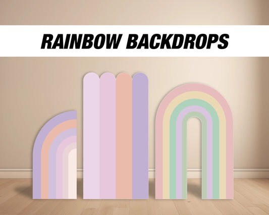 Large Rainbow Backdrop Pastel Backdrops with stands, NOT fabric. 4mm coroplast backdrop - EzCutoutz