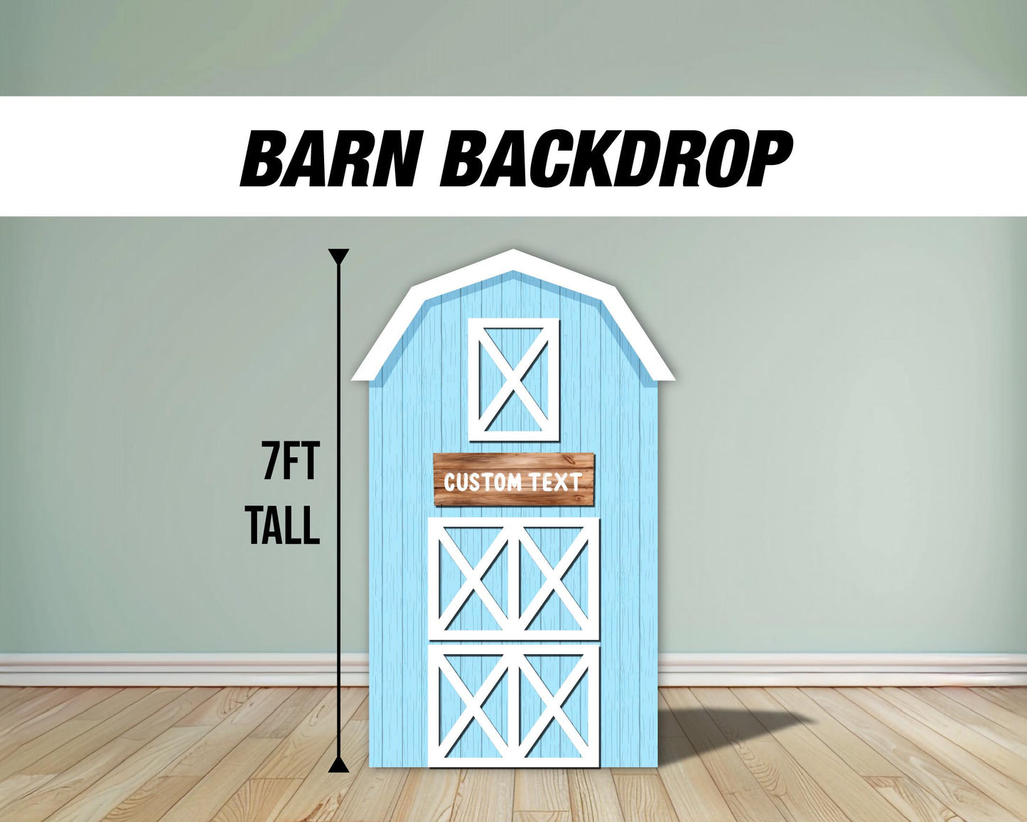 Farm Barn Backdrop Panel Pastel farm panel standee, farm themed Party Decor, baby shower, first birthday, rigid board with stand, NOT fabric - EzCutoutz