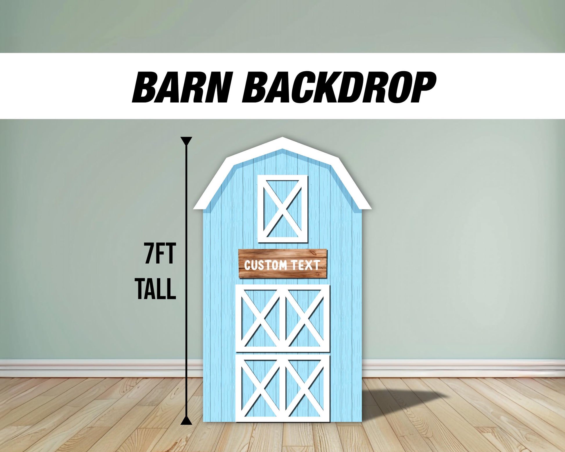 Farm Barn Backdrop Panel Pastel farm panel standee, farm themed Party Decor, baby shower, first birthday, rigid board with stand, NOT fabric - EzCutoutz