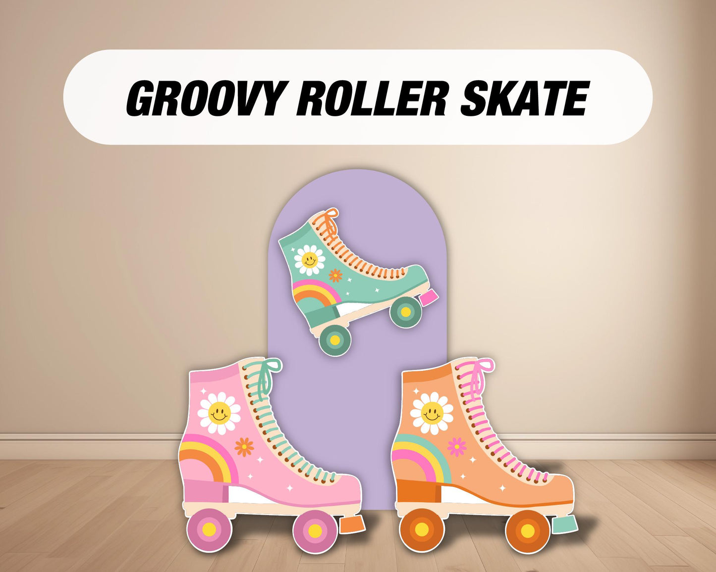 Big Roller Skates, groovy rollerskates themed retro, centerpieces, cutouts decoration, high resolution - EzCutoutz