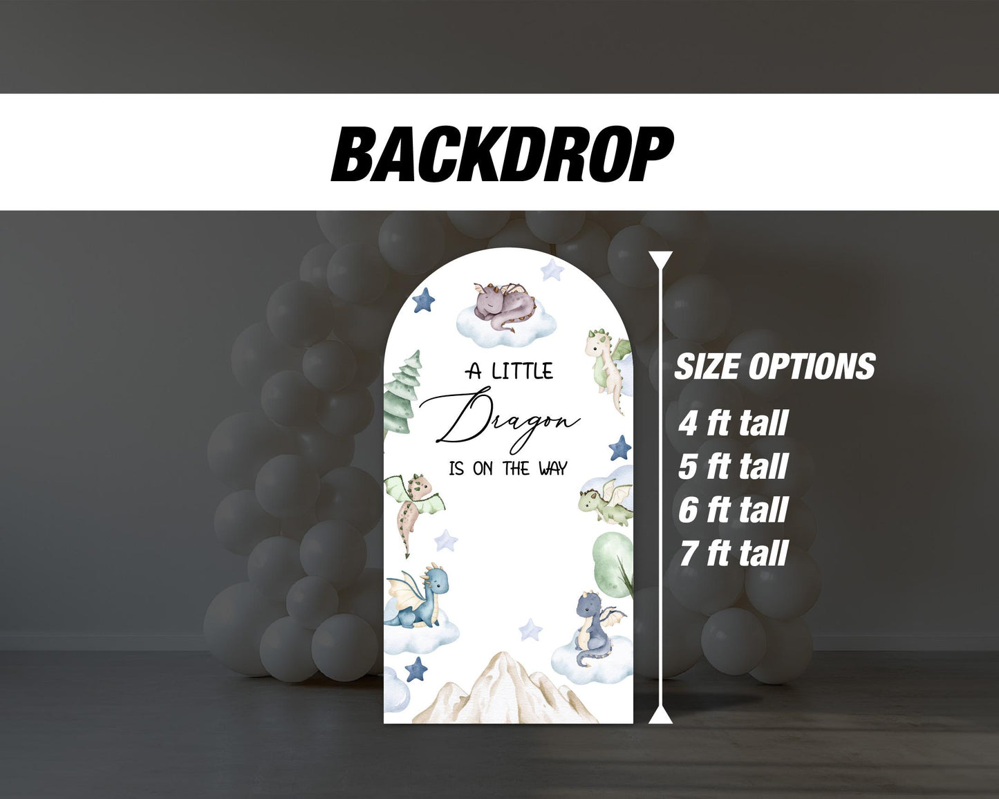 Dragon cutouts yard sign lawn sign, a little dragon themed baby shower backdrop, cute watercolor dragons centerpieces standee birthday party - EzCutoutz