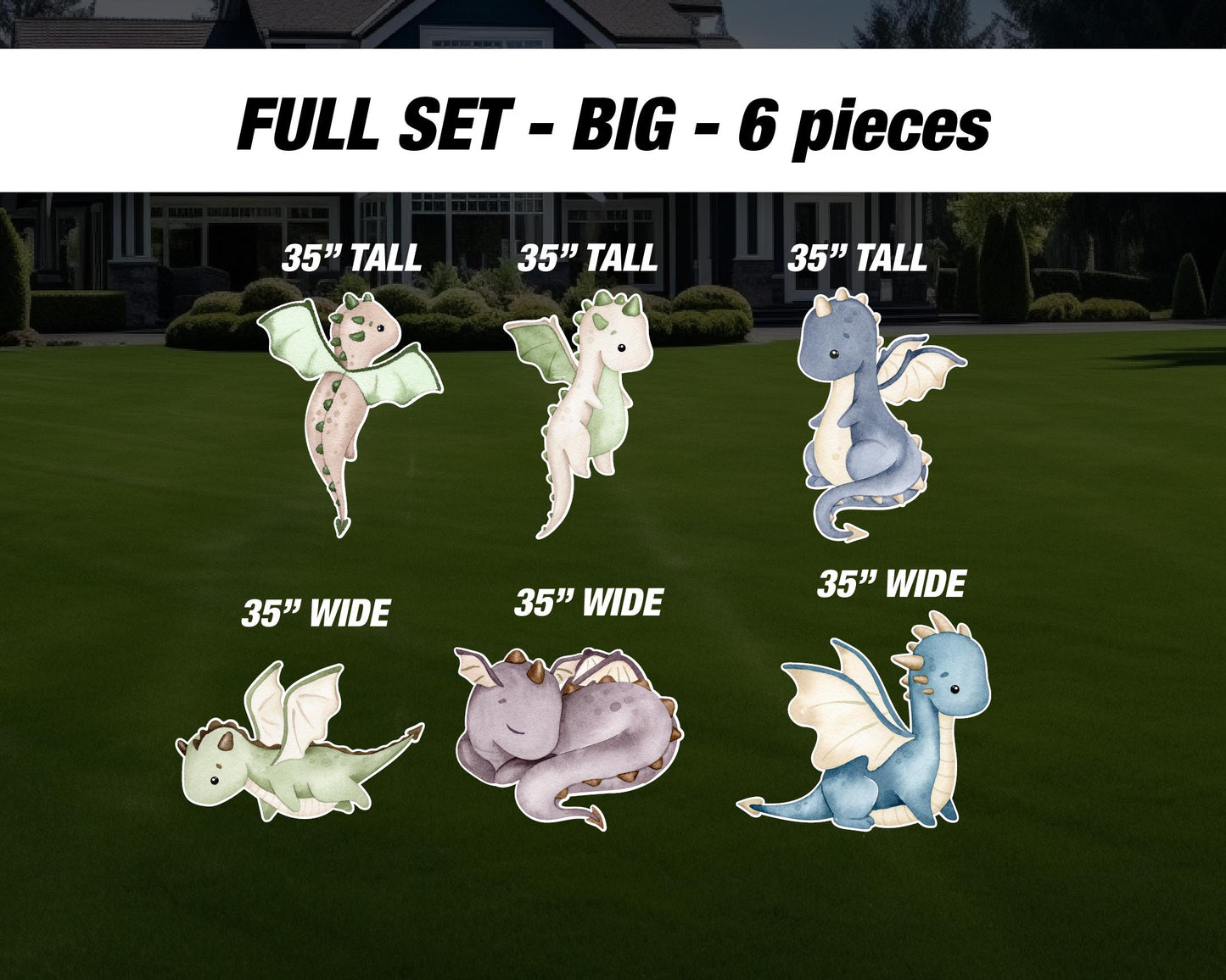 Dragon cutouts yard sign lawn sign, a little dragon themed baby shower backdrop, cute watercolor dragons centerpieces standee birthday party - EzCutoutz