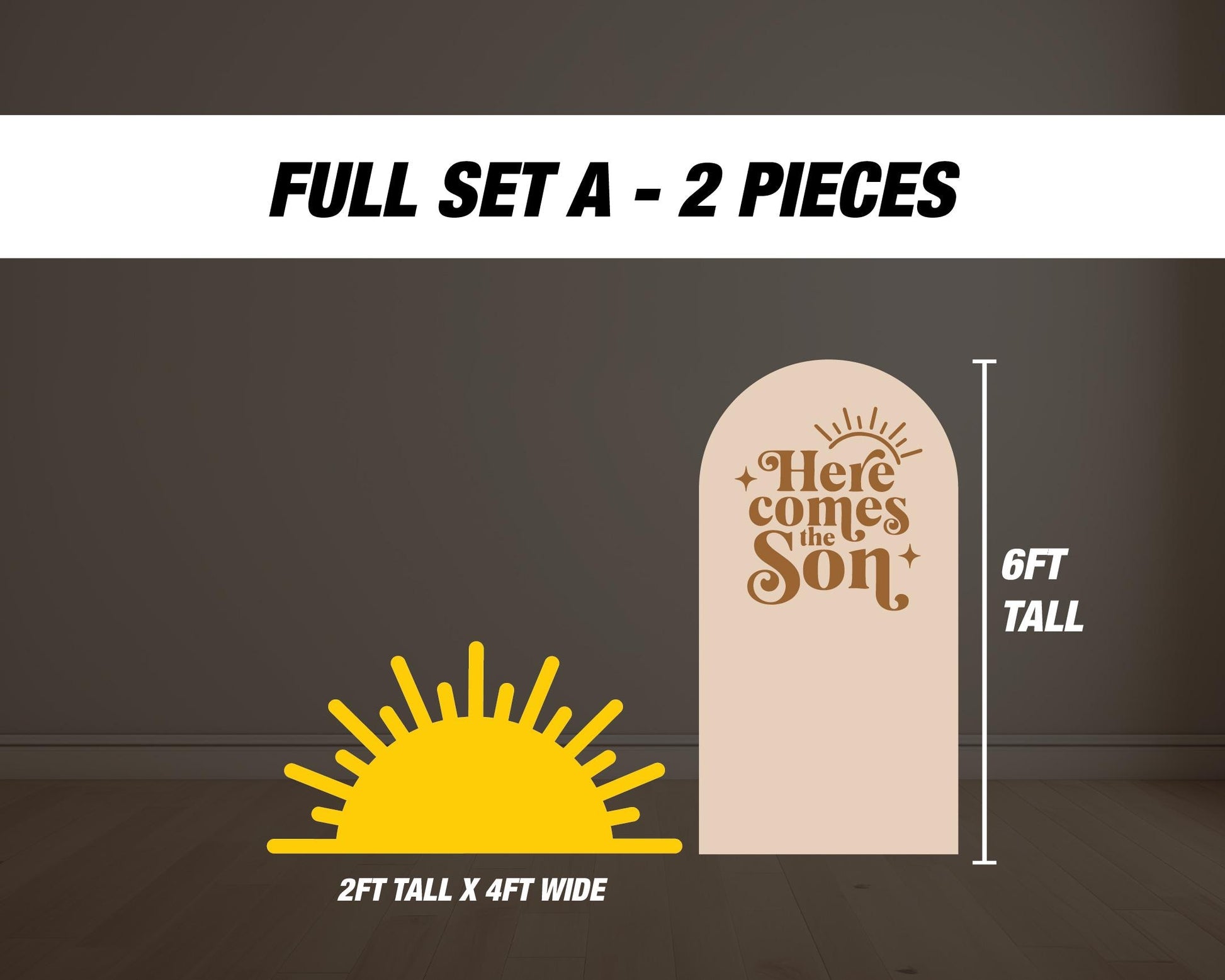 Sun Cutout, large sun decor, here comes the son sun sign, babyshower decor, cutouts, lawn signs, yard sign, backdrop centerpieces, high res - EzCutoutz