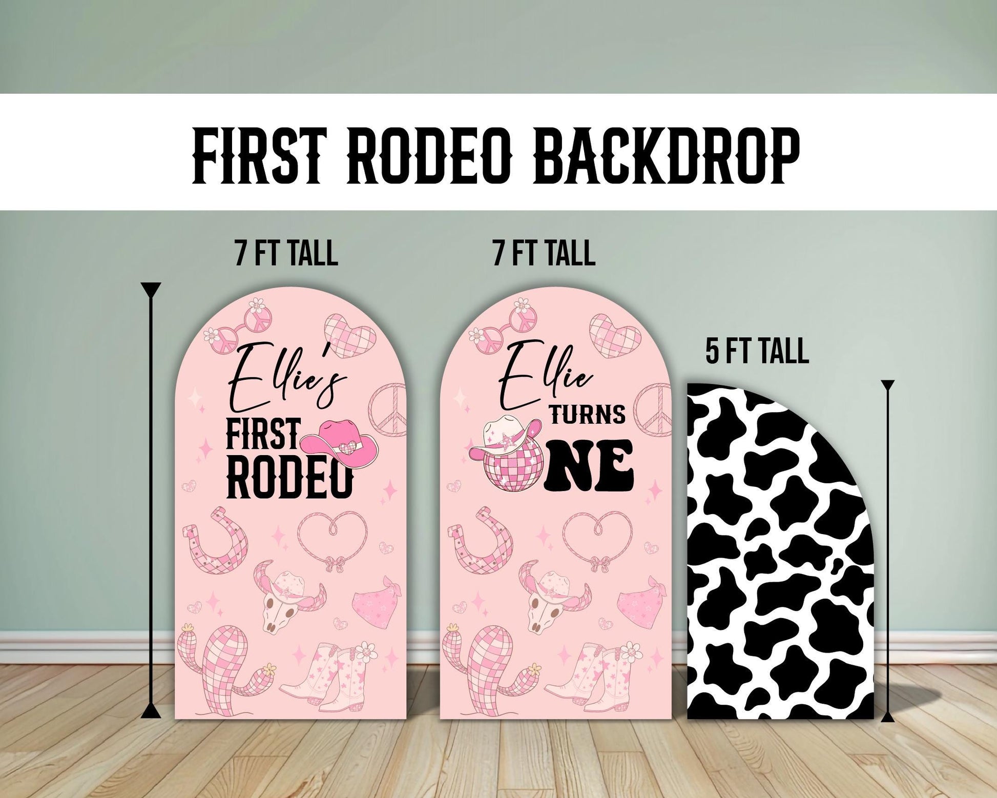 First Rodeo Backdrop with stands. Pink Rodeo, Cowgirl birthday party, rodeo themed event decoration Party Decor Rigid not fabric - EzCutoutz