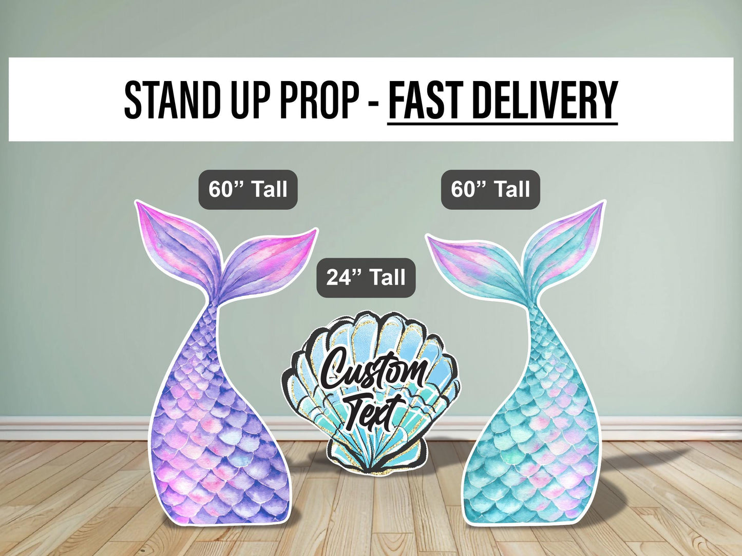 Mermaid Tail Cutouts Sea shell birthday under the sea centerpieces ocean themed, mermaid themed Party Decor, table toppers baby shower - EzCutoutz