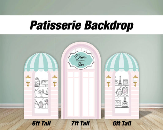 Patisserie Backdrop cafe party, paris french bakery, Prop standee, babyshower, bridal shower, storefront, rigid board, not fabric. high res - EzCutoutz