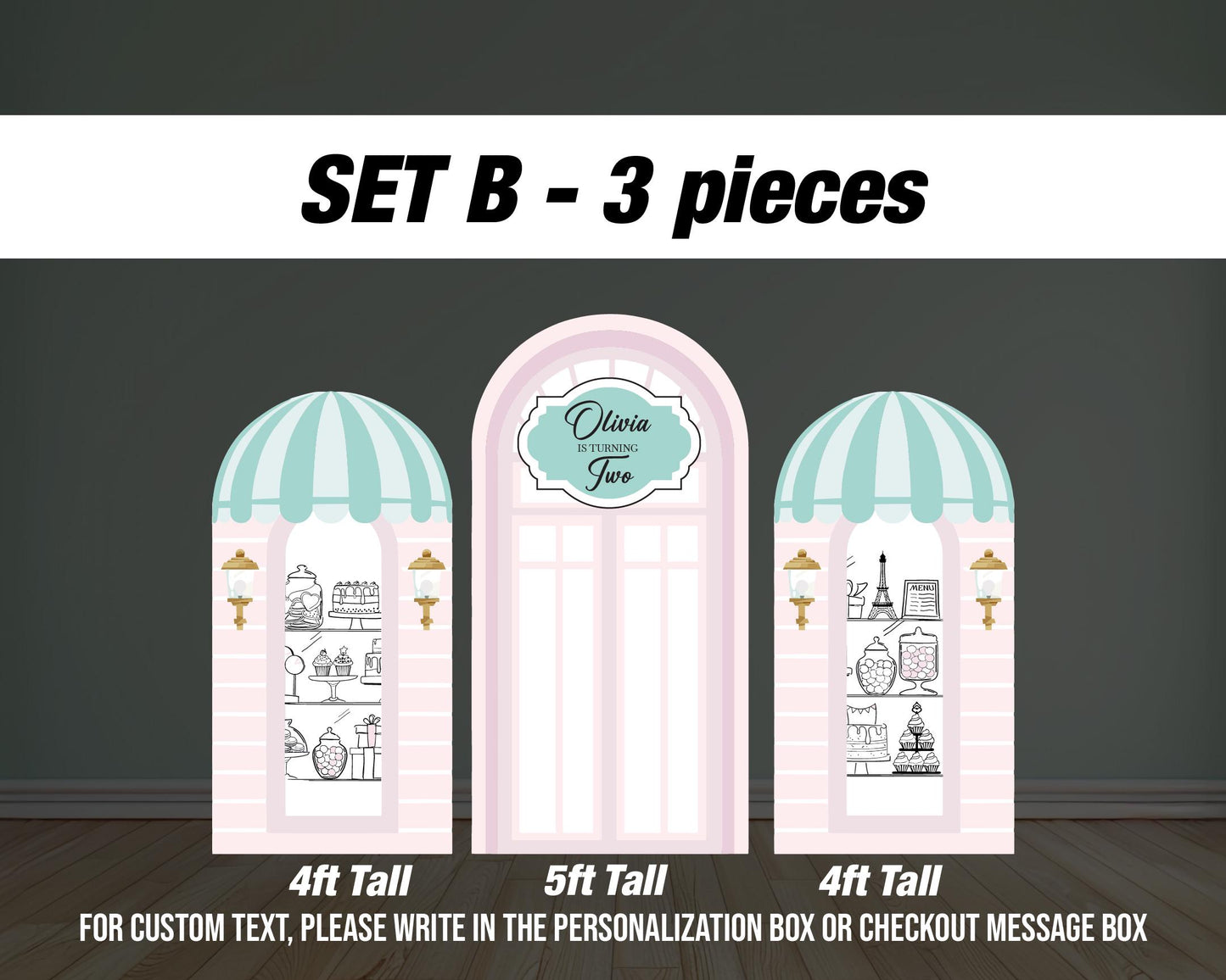 Patisserie Backdrop cafe party, paris french bakery, Prop standee, babyshower, bridal shower, storefront, rigid board, not fabric. high res - EzCutoutz