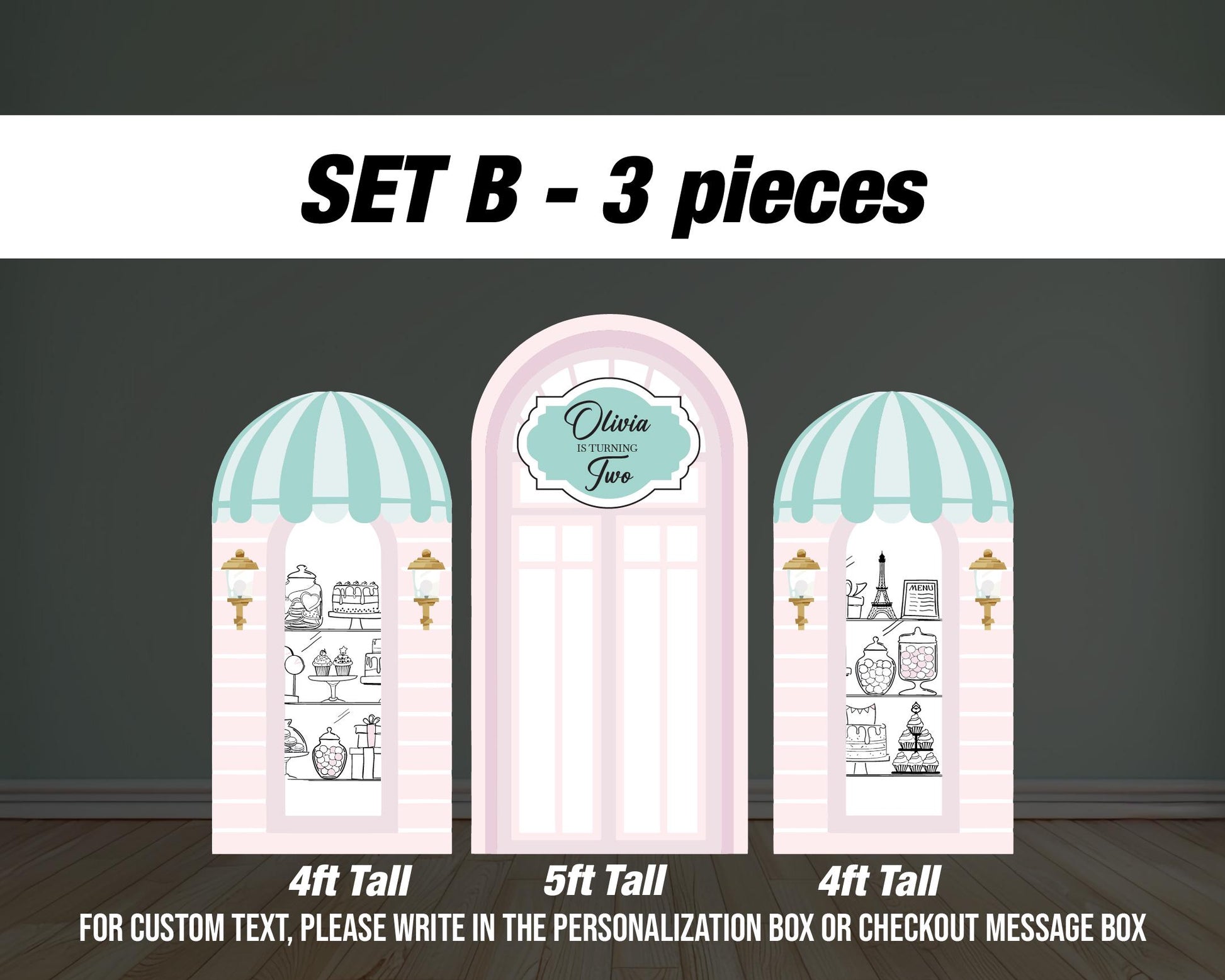 Patisserie Backdrop cafe party, paris french bakery, Prop standee, babyshower, bridal shower, storefront, rigid board, not fabric. high res - EzCutoutz
