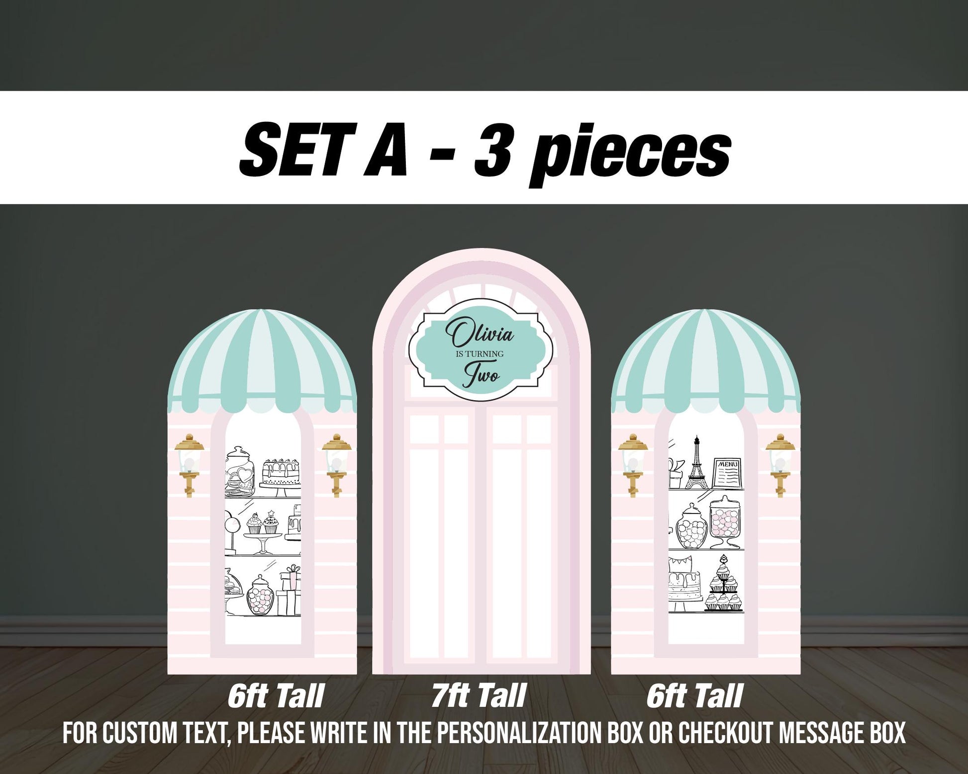 Patisserie Backdrop cafe party, paris french bakery, Prop standee, babyshower, bridal shower, storefront, rigid board, not fabric. high res - EzCutoutz