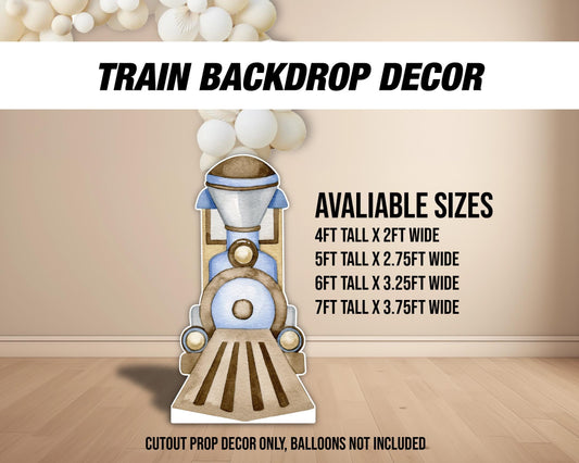 BIG Train backdrop two two themed birthday decorations, train cutouts, railroad crossing chuga chu chu Panel Backdrop with stands NOT fabric - EzCutoutz