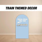 BIG Train backdrop two two themed birthday decorations, train cutouts, railroad crossing chuga chu chu Panel Backdrop with stands NOT fabric - EzCutoutz