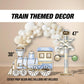 BIG Train backdrop two two themed birthday decorations, train cutouts, railroad crossing chuga chu chu Panel Backdrop with stands NOT fabric - EzCutoutz