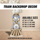 Train Backdrop two two themed birthday decorations, train cutouts, railroad crossing, chuga chu chu Panel Backdrop with stands, NOT fabric. - EzCutoutz