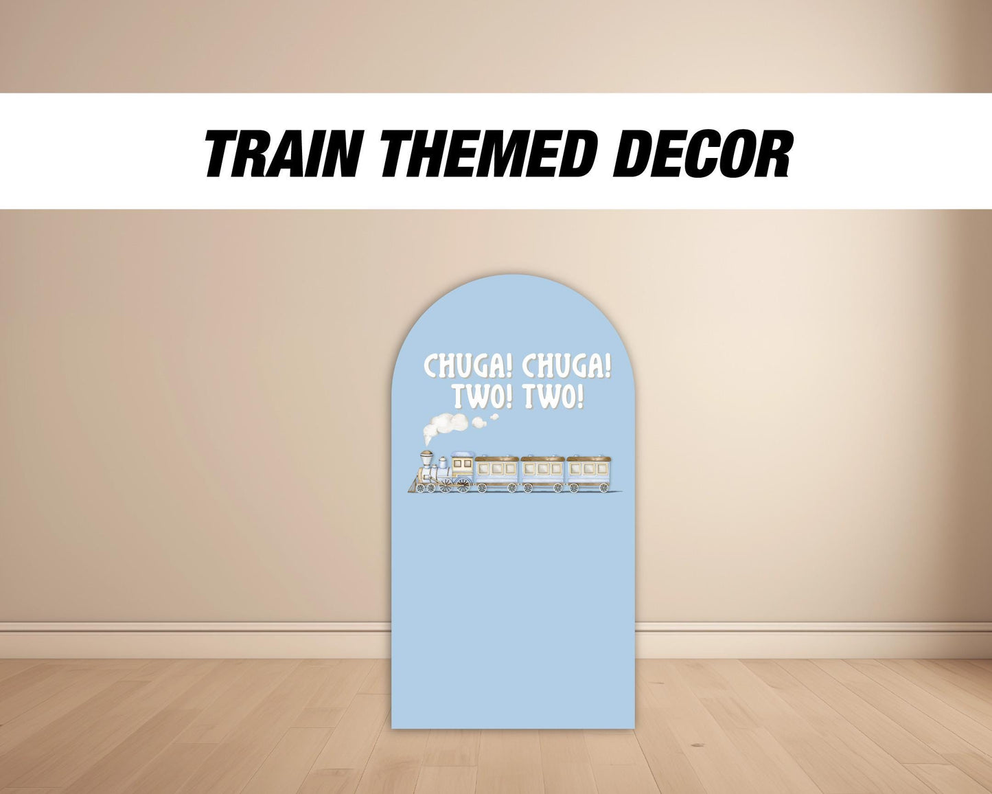 Train Backdrop two two themed birthday decorations, train cutouts, railroad crossing, chuga chu chu Panel Backdrop with stands, NOT fabric. - EzCutoutz