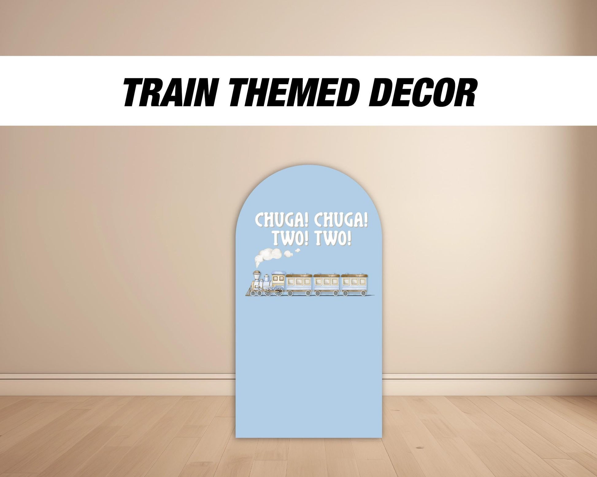 Train Backdrop two two themed birthday decorations, train cutouts, railroad crossing, chuga chu chu Panel Backdrop with stands, NOT fabric. - EzCutoutz