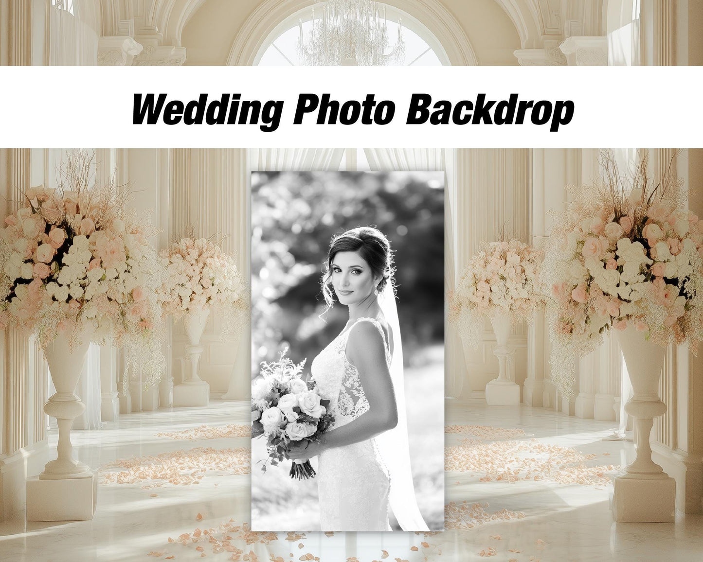Wedding photo board, wedding backdrop, bridal photo board backdrop, blue arch, bridal shower, birthday backdrop, rigid board with stands - EzCutoutz
