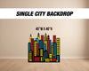 Super Hero City Backdrop with stands, NOT fabric. 4mm coroplast backdrop, party prop, super hero birthday party city landscape - EzCutoutz