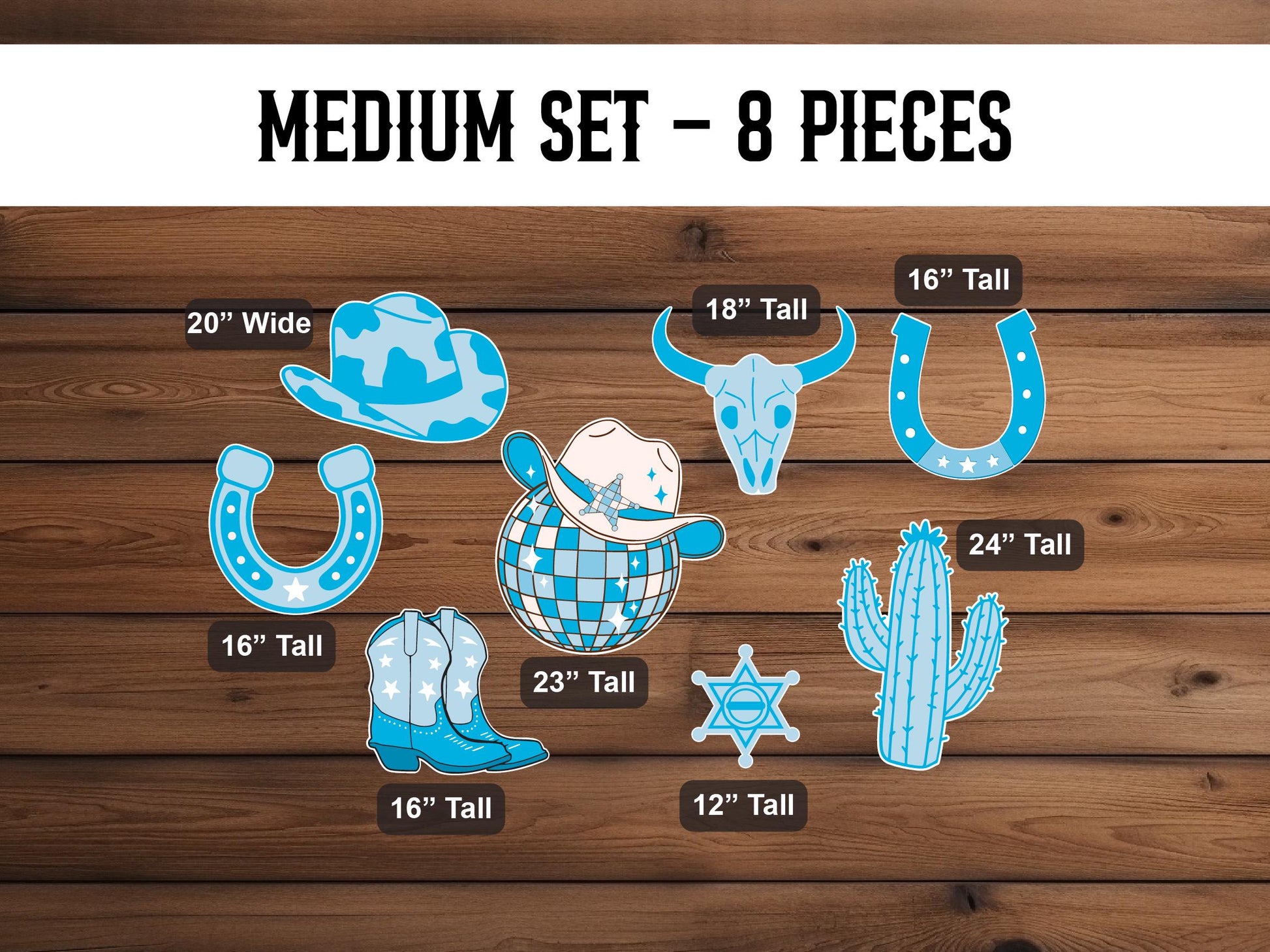 Cowboy Cutouts Cowboy decor props party disco cowboy blue cowboy hat centerpieces standee, farm themed birthday yeehaw howdy - EzCutoutz