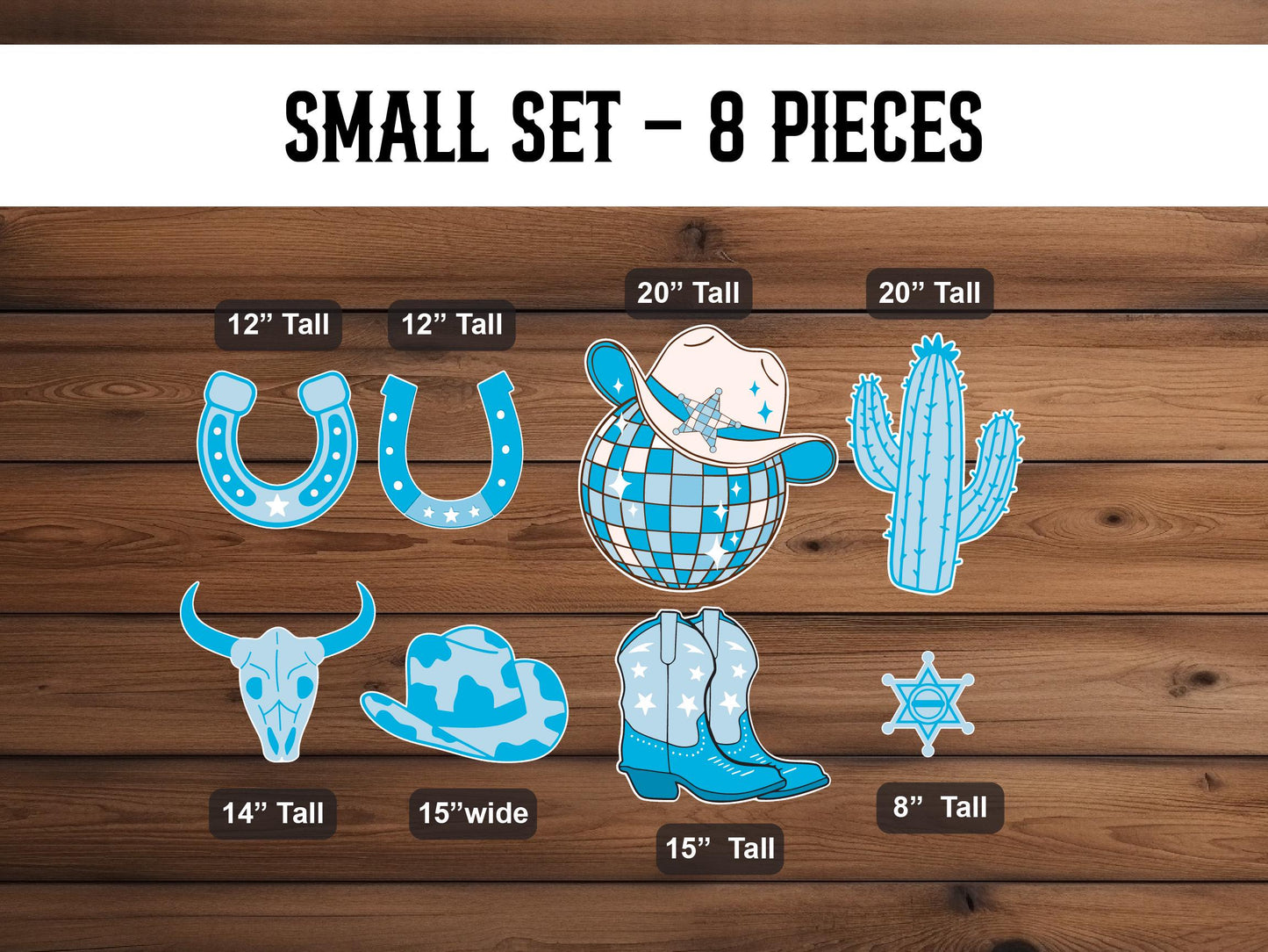 Cowboy Cutouts Cowboy decor props party disco cowboy blue cowboy hat centerpieces standee, farm themed birthday yeehaw howdy - EzCutoutz