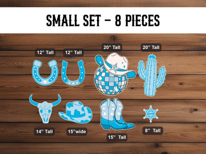 Cowboy Cutouts Cowboy decor props party disco cowboy blue cowboy hat centerpieces standee, farm themed birthday yeehaw howdy - EzCutoutz