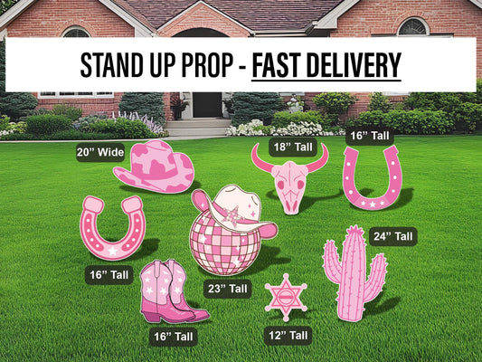 Cowgirl Cutouts Cowgirl decor props party disco cowgirl pink cow girl hat centerpieces standee, farm themed birthday yeehaw howdy - EzCutoutz