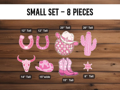 Cowgirl Cutouts Cowgirl decor props party disco cowgirl pink cow girl hat centerpieces standee, farm themed birthday yeehaw howdy - EzCutoutz