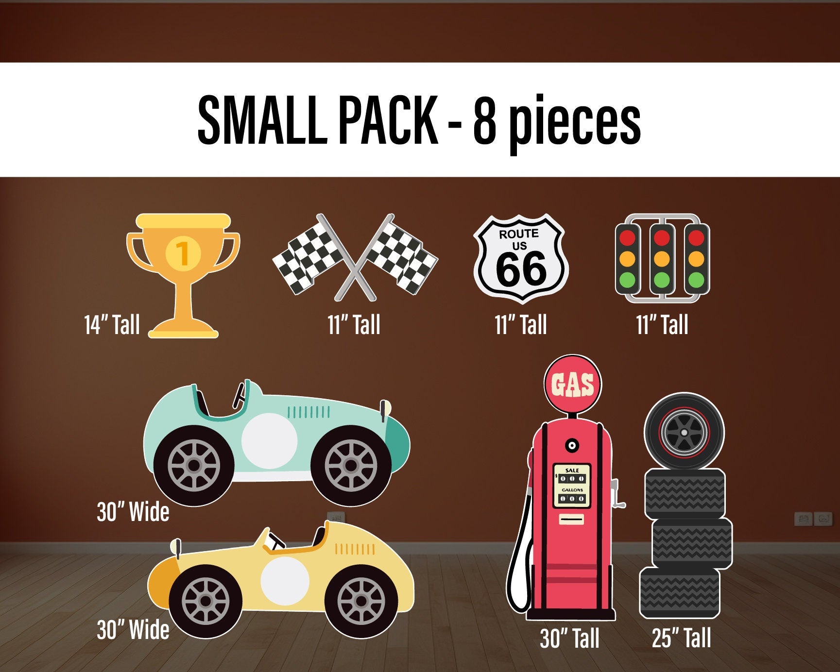 Racecar Cutouts birthday centerpieces, Retro car, lawn sign, yard sign, backdrop, Party Decor, table toppers - EzCutoutz