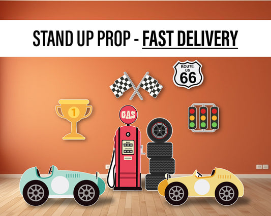 Racecar Cutouts birthday centerpieces, Retro car, lawn sign, yard sign, backdrop, Party Decor, table toppers - EzCutoutz