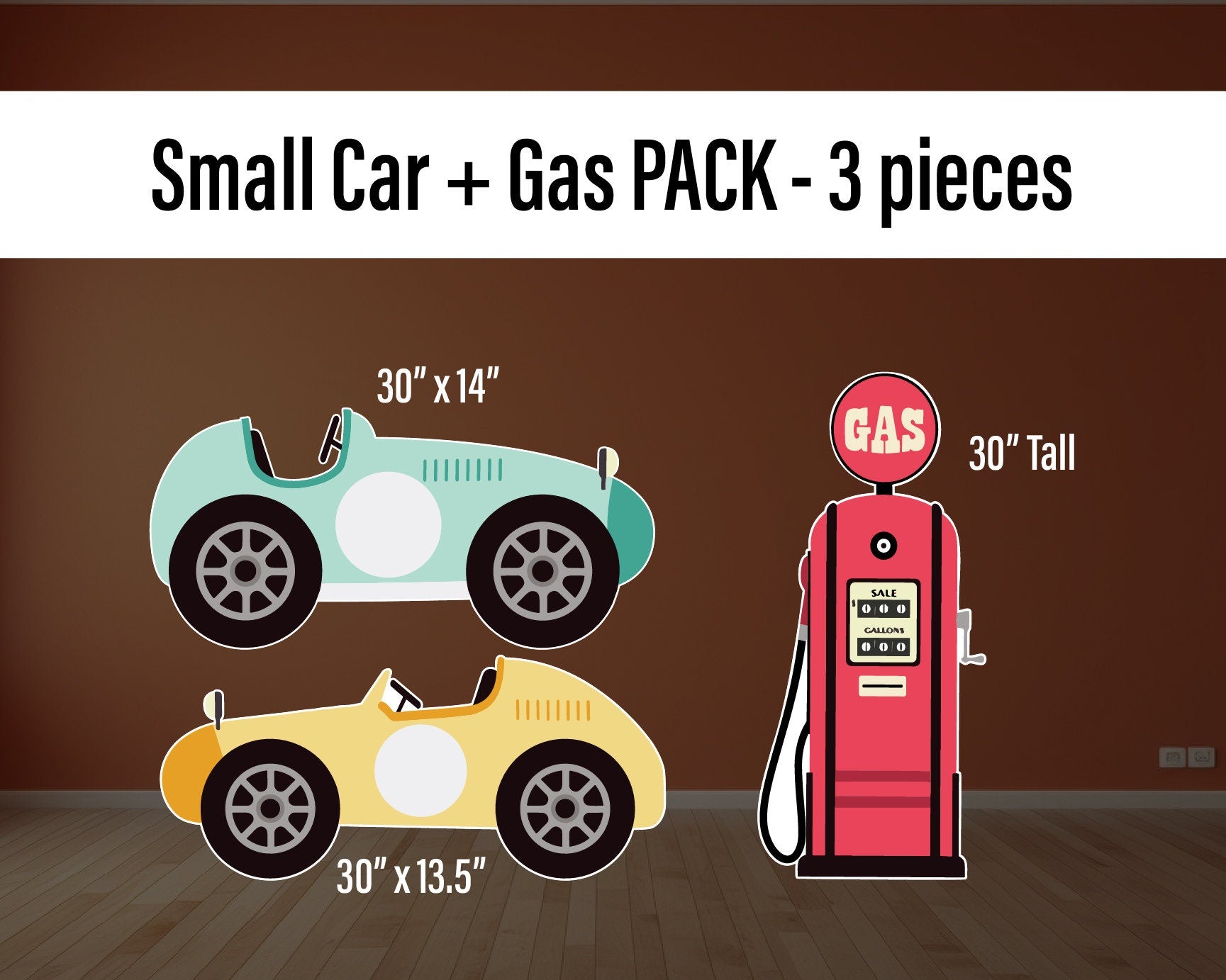 Racecar Cutouts birthday centerpieces, Retro car, lawn sign, yard sign, backdrop, Party Decor, table toppers - EzCutoutz