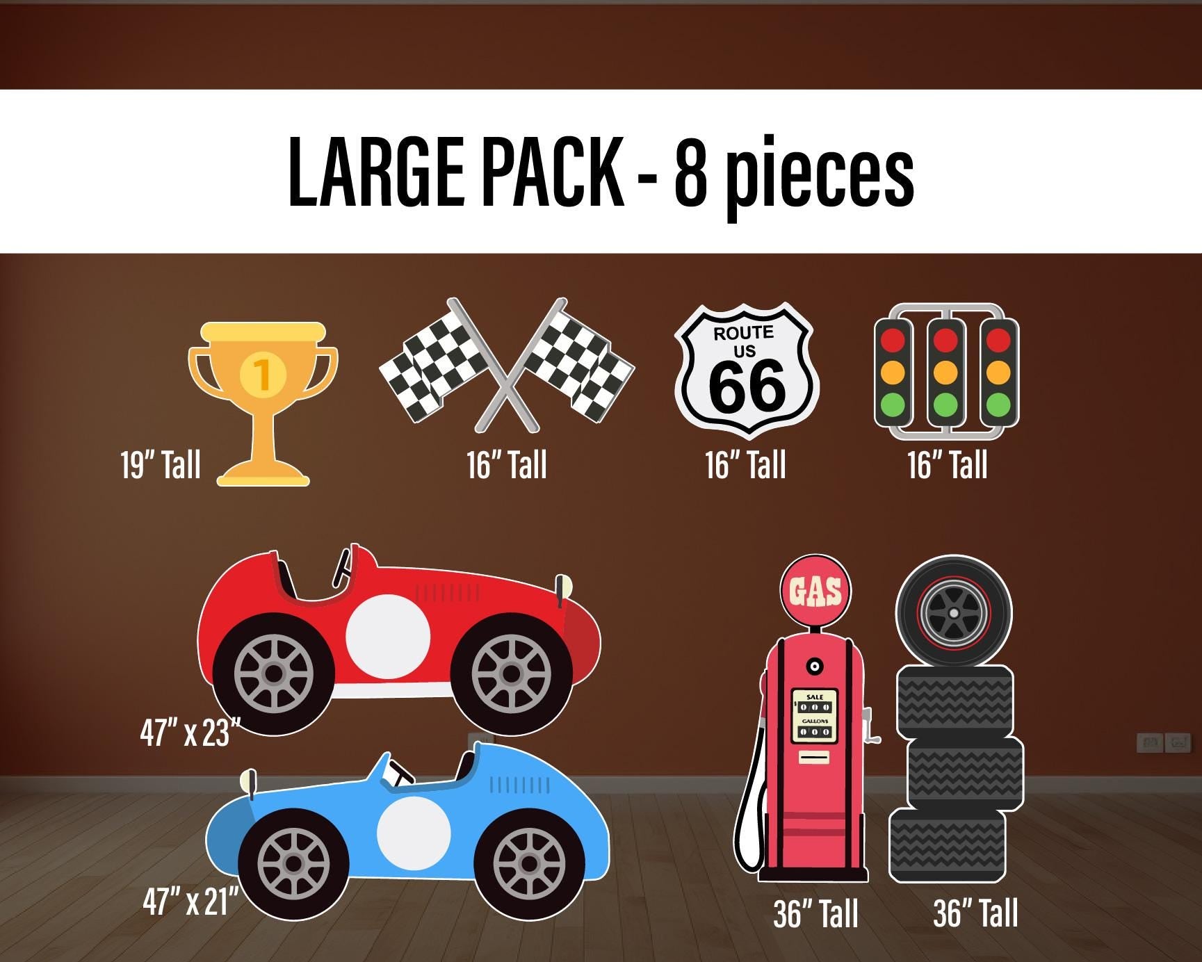 Racecar Cutouts birthday centerpieces, Retro car, twofast 2 curious lawn sign, yard sign, backdrop, Party Decor, table toppers - EzCutoutz