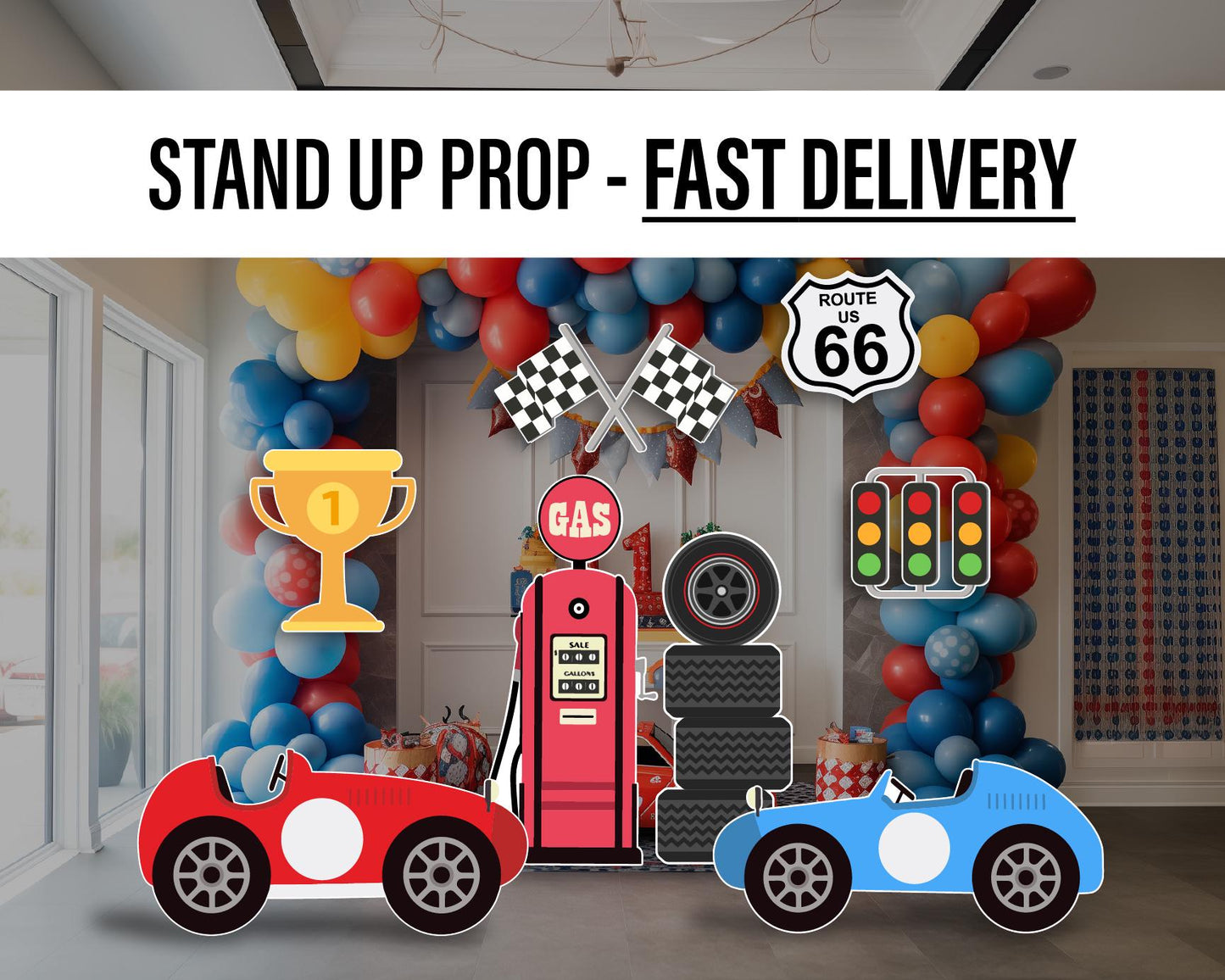 Racecar Cutouts birthday centerpieces, Retro car, twofast 2 curious lawn sign, yard sign, backdrop, Party Decor, table toppers - EzCutoutz