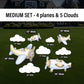 Airplane Clouds Cutouts How Time Flies Birthday watercolor decorations babyshower airplane hotair balloon, lawn yard sign, backdrop - EzCutoutz