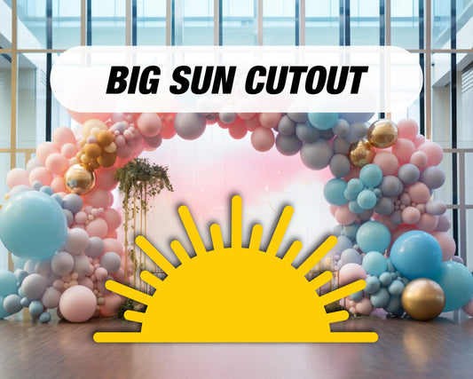 Sun Cutout, large sun decor, here comes the son sun sign, babyshower decor, cutouts, lawn signs, yard sign, backdrop centerpieces, high res - EzCutoutz