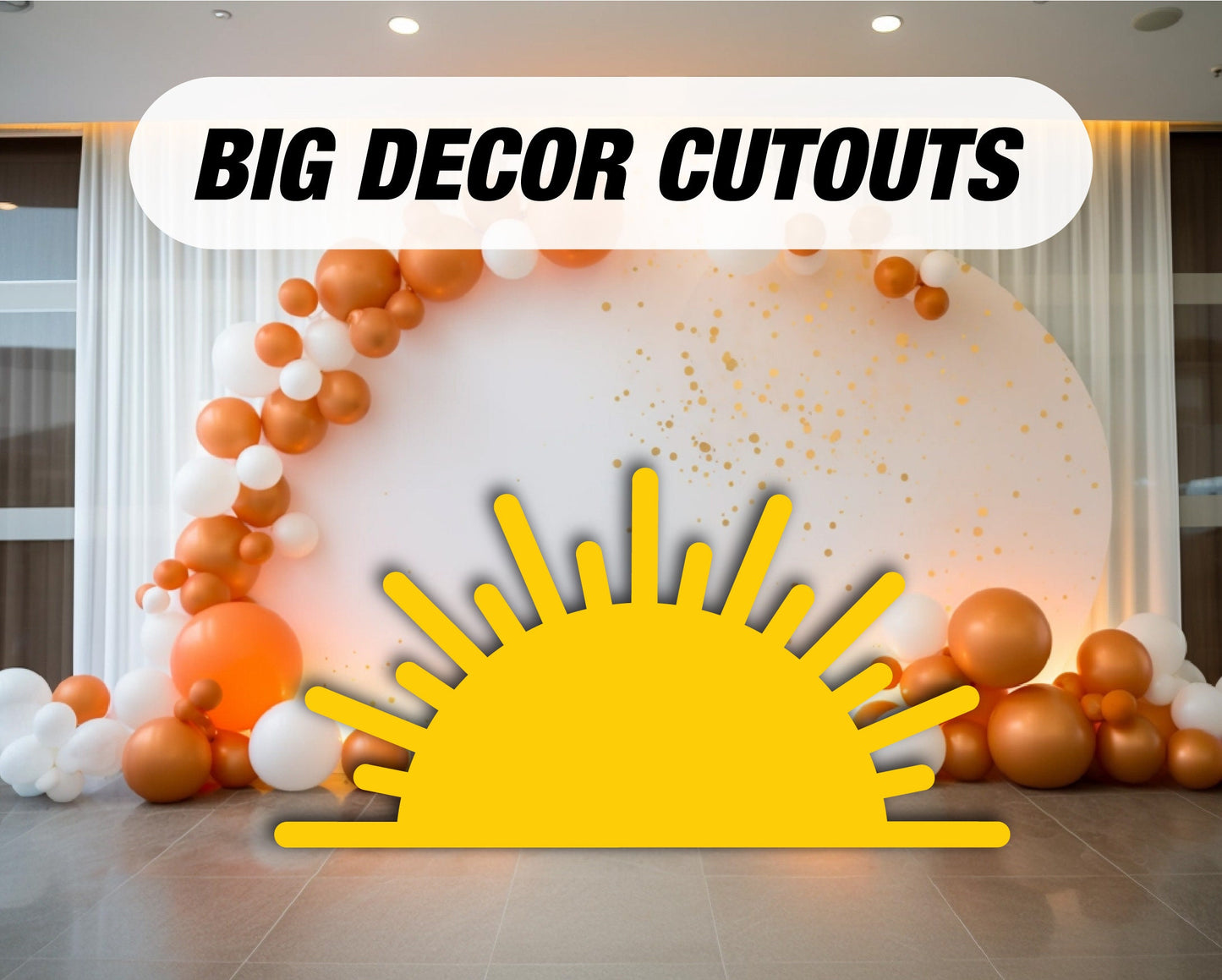 Sun Cutout, large sun decor, here comes the son sun sign, babyshower decor, cutouts, lawn signs, yard sign, backdrop centerpieces, high res - EzCutoutz