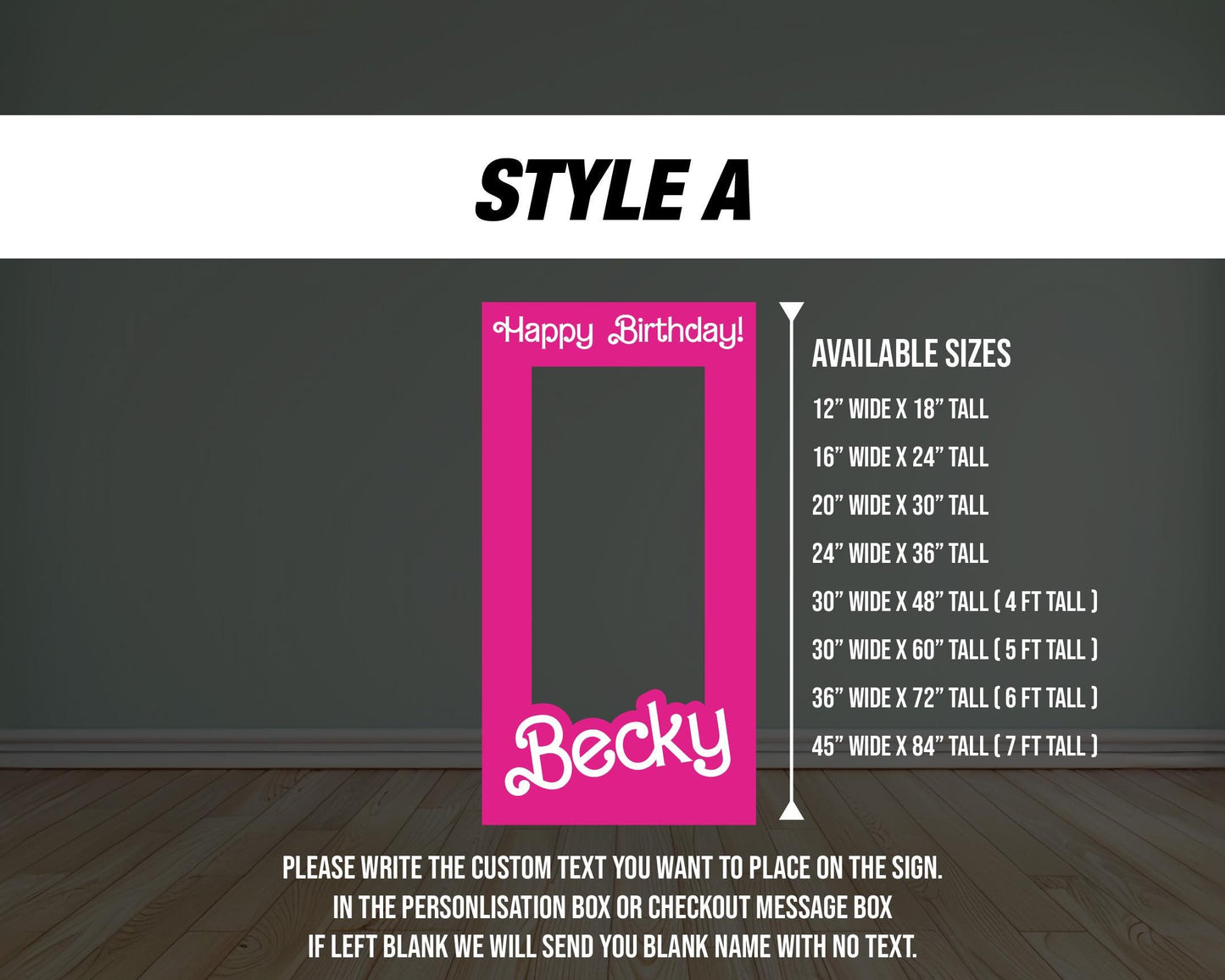 Pink Doll Box photo frame, dolly party prop, kids party, Doll themed, pink photo box frame. NOT fabric. 4mm coroplast - EzCutoutz
