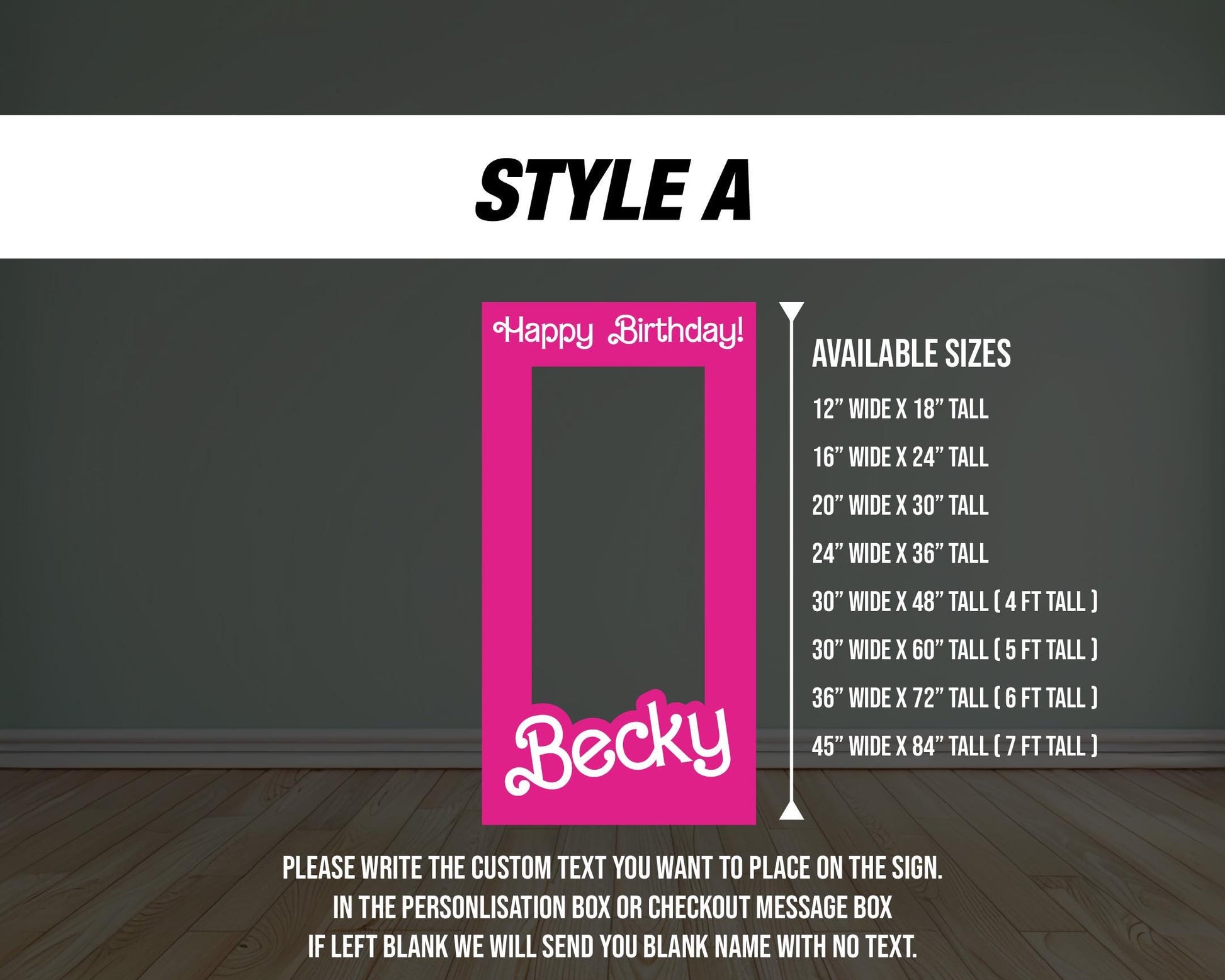 Pink Doll Box photo frame, dolly party prop, kids party, Doll themed, pink photo box frame. NOT fabric. 4mm coroplast - EzCutoutz
