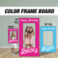Pink Doll Box photo frame, dolly party prop, kids party, Doll themed, pink photo box frame. NOT fabric. 4mm coroplast - EzCutoutz